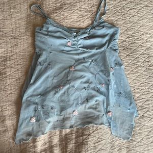 Urban Outfitters blue top with flowers sewn on
